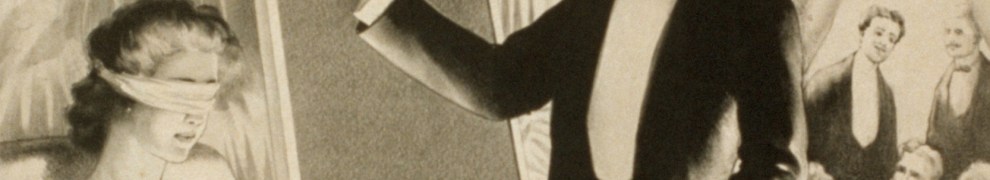 A Victorian stage magician demonstrating mind reading for money