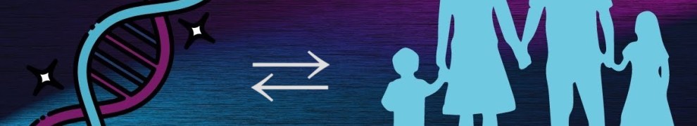 Nature and nurture represented by DNA and a family