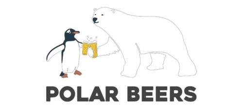 A cartoon of a penguin and a polar bear with beer glasses going Cheers