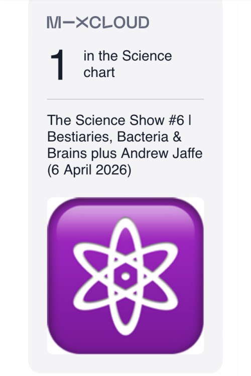 A badge from mixcloud saying number 1 in the science chart