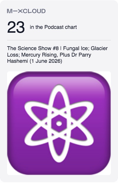 A badge indicating The Science Show is number 23 in the podcast chart on MIxcloud