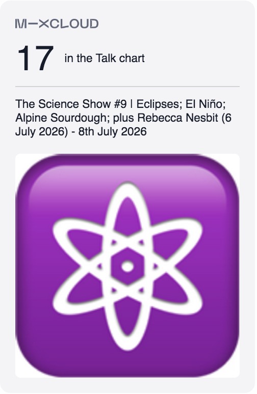 MiXCLOUD 17 in the Talk chart The Science Show #9 Eclipses; El Niño; Alpine Sourdough; plus Rebecca Nesbit (6 July 2026) • 8th July 2026