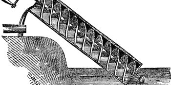 Line drawing of Archimedes, Screw Water Pump